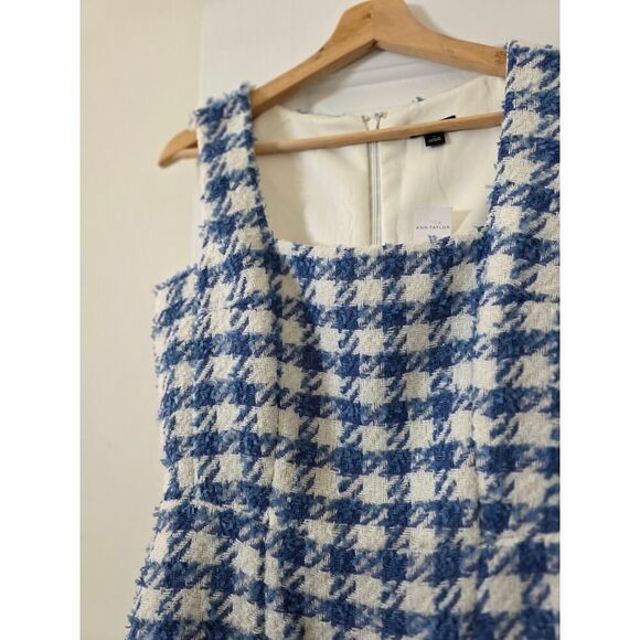 Ann taylor Blue Tweed Square Neck Shift Dress 4 NWT - Picture 4 of 10